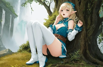 00000-[number]-3675673177-8k, masterpiece, high quality, 4k, best quality, panties, nsfw,  (ahegao), on knees, fantasy setting, elf girl