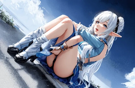 00000-[number]-3675673184-8k, masterpiece, high quality, 4k, best quality, panties, nsfw,  (ahegao), on knees, fantasy setting, elf girl