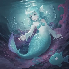 00059-[number]-1678319207-lineart, 2d , 1girl, ((monster girl, fish girl, slime, tentacles)), liquid, dripping, (furry female 0.85), monster mash, (fish),