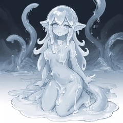 00005-[number]-513834312-lineart, 2d, muscluar, absurdres, 1girl, ((monster girl, fish girl, slime, tentacles)), liquid, dripping, (furry female 0.85), m