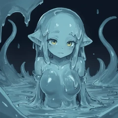 00087-[number]-3750764085-lineart, 2d, muscluar, absurdres, 1girl, ((monster girl, slime girl, slime, tentacles)), liquid, dripping, anthro slime, (furry