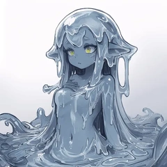 00097-[number]-3750764095-lineart, 2d, muscluar, absurdres, 1girl, ((monster girl, slime girl, slime, tentacles)), liquid, dripping, anthro slime, (furry