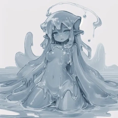 00047-[number]-3750764045-lineart, 2d, muscluar, absurdres, 1girl, ((monster girl, slime girl, slime, tentacles)), liquid, dripping, anthro slime, (furry