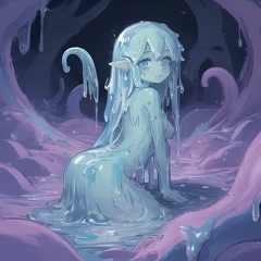00031-[number]-3750764029-lineart, 2d, muscluar, absurdres, 1girl, ((monster girl, slime girl, slime, tentacles)), liquid, dripping, anthro slime, (furry