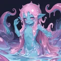 00078-[number]-4086419513-lineart, 2d, muscluar, absurdres, 1girl, ((monster girl, slime girl, slime, tentacles)), liquid, dripping, anthro slime, (furry
