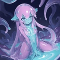 00064-[number]-4086419499-lineart, 2d, muscluar, absurdres, 1girl, ((monster girl, slime girl, slime, tentacles)), liquid, dripping, anthro slime, (furry