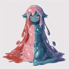 00046-[number]-4086419481-lineart, 2d, muscluar, absurdres, 1girl, ((monster girl, slime girl, slime, tentacles)), liquid, dripping, anthro slime, (furry