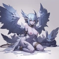 00041-220959498-lineart, 2d, muscluar, absurdres, 1girl, ((monster girl, bird girl, feathers, wings arms, harpie)), liquid, dripping, anthro har