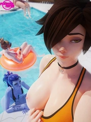 Kyoto709 Tracer, Widowmaker and D.va on a pool party (4th rate) 112sjw2