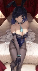 elegantloveglimmer Night Bunny Yelan on bed (akitahika44) [Genshin Impact] v0hq5g