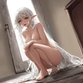 00334-[number]-3308585184-8k, masterpiece, high quality, 4k, best quality, nude, nsfw,  (ahegao), on knees, fantasy setting, elf girl, leaking