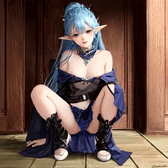 00495-[number]-23732463-8k, masterpiece, high quality, 4k, best quality, panties, nsfw,  (ahegao), on knees, fantasy setting, elf girl, prison