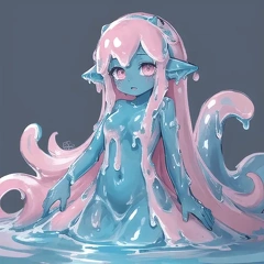 00069-[number]-4086419504-lineart, 2d, muscluar, absurdres, 1girl, ((monster girl, slime girl, slime, tentacles)), liquid, dripping, anthro slime, (furry