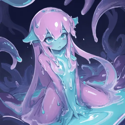 00064-[number]-4086419499-lineart, 2d, muscluar, absurdres, 1girl, ((monster girl, slime girl, slime, tentacles)), liquid, dripping, anthro slime, (furry.webp