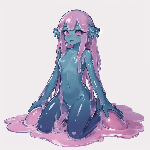 00005-[number]-4086419440-lineart, 2d, muscluar, absurdres, 1girl, ((monster girl, slime girl, slime, tentacles)), liquid, dripping, anthro slime, (furry.webp